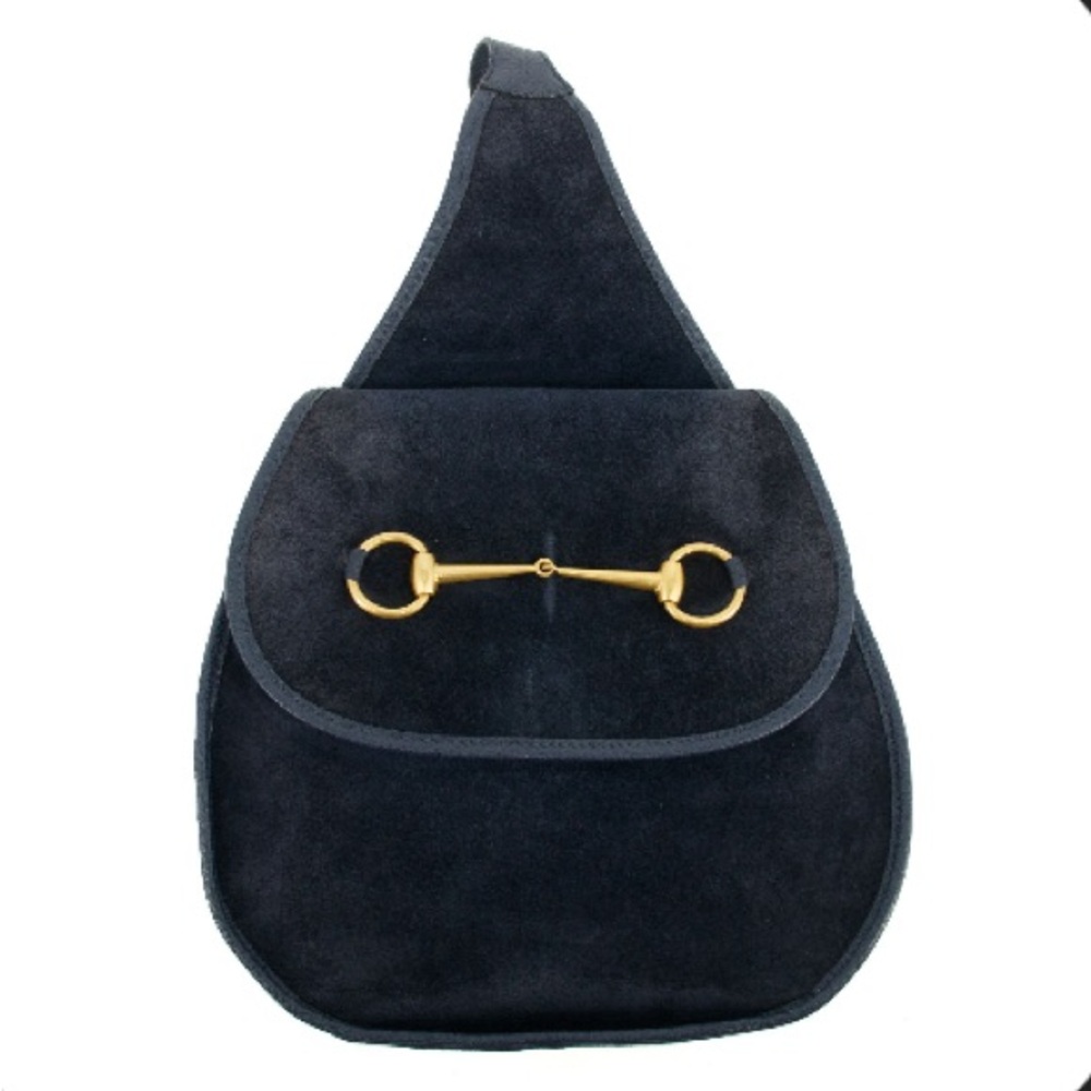 Gucci Blue Velour  Suede Fanny Pack with Gold Horse-Bit Detail